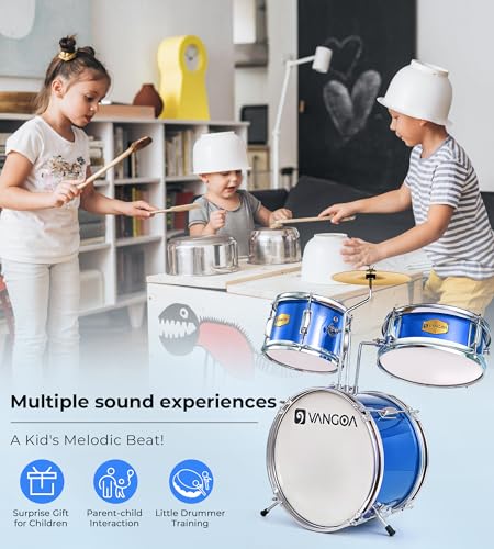 Kids 3-Piece Drum Set with Throne Cymbal Pedal & Drumsticks T4724