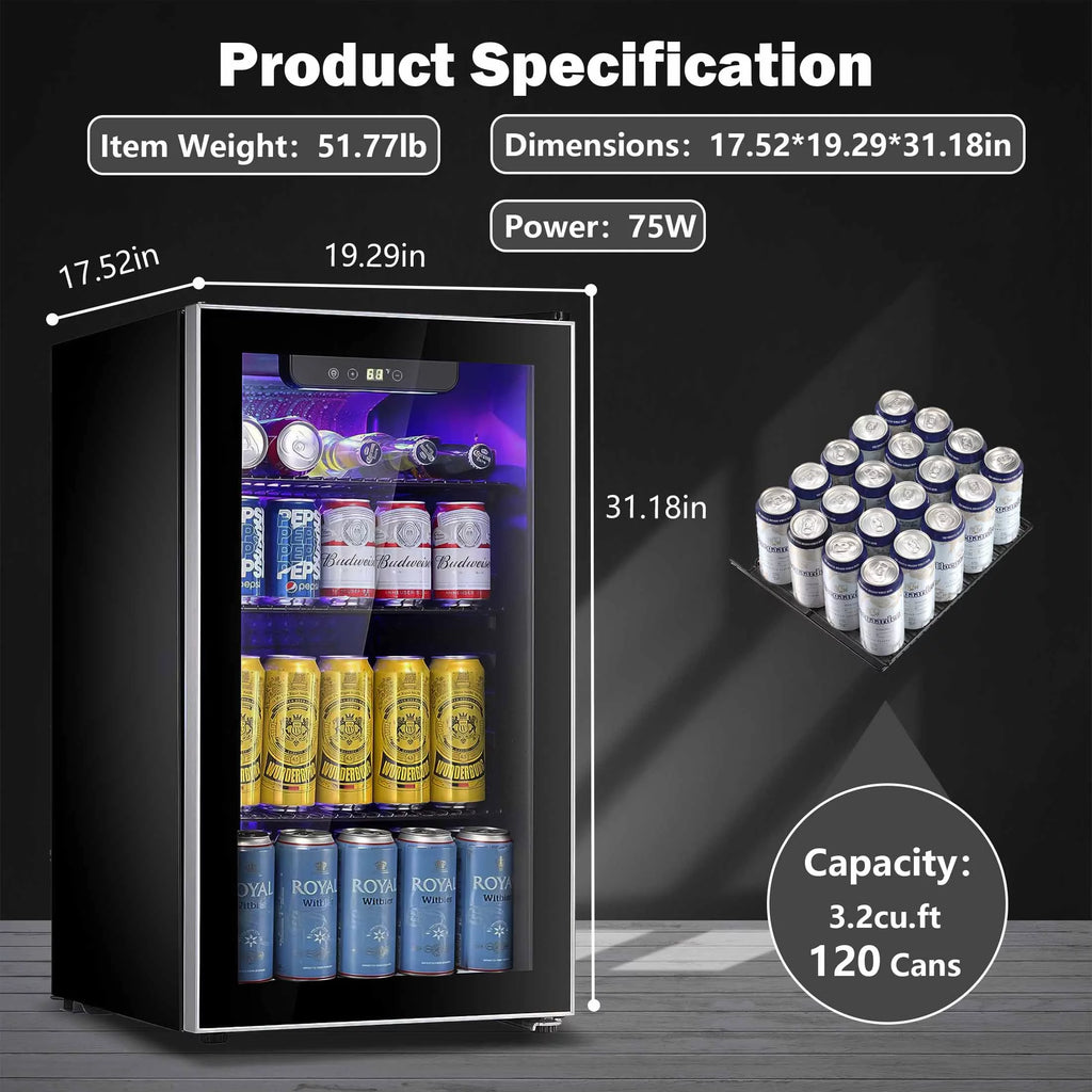 3.2Cu.ft 120 Can Beverage Refrigerator Cooler E21505