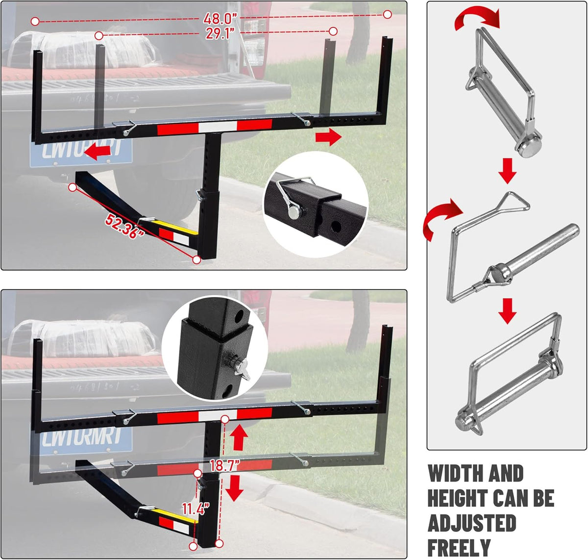 Pickup Truck Bed Extender, Heavy Duty Steel Hitch Mount W338916