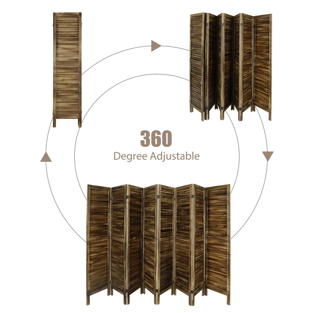 8 Panel Folding Room Divider Privacy Screen 5.6Ft Tall Brown C377584