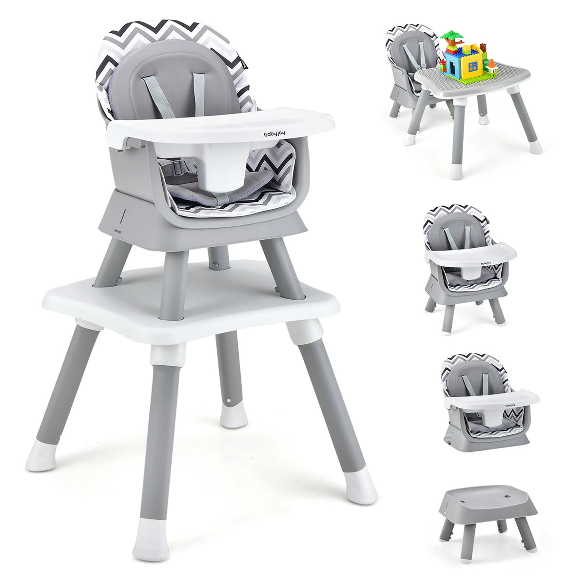 8-in-1 Convertible High Chair Booster Seat with Removable Tray Yellow C581