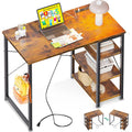 32 Inch Computer Desk with Power Outlet and Storage Shelf A501823