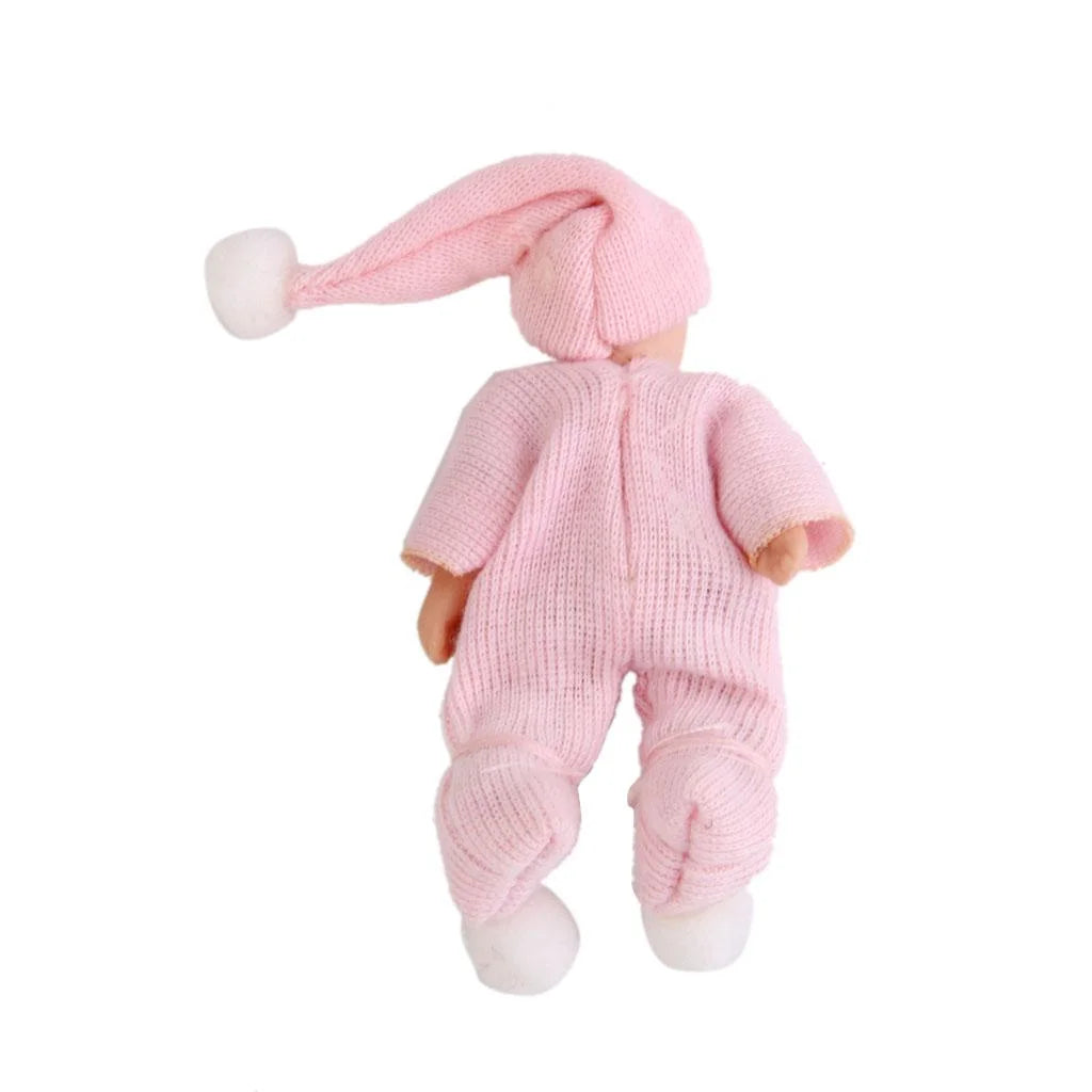 Porcelain Doll People Figure with Pink Sweater & Hat Y4815