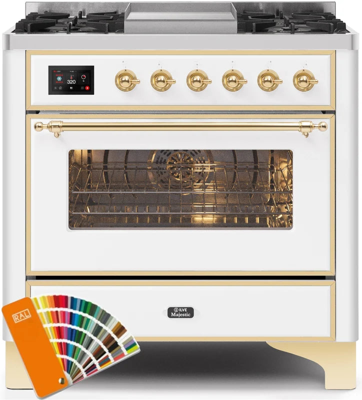 36 Dual Fuel Propane Gas Range with Brass Trim B875