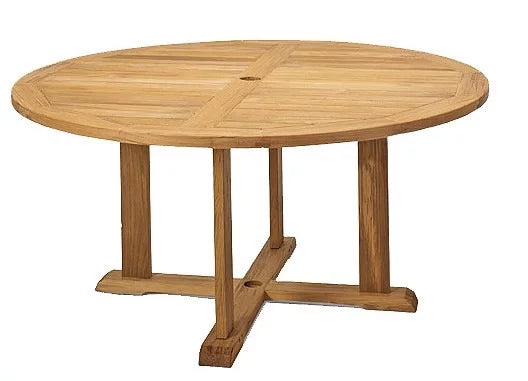 7 Pc Teak Dining Set with 60" Round Table and 6 Chairs O617279