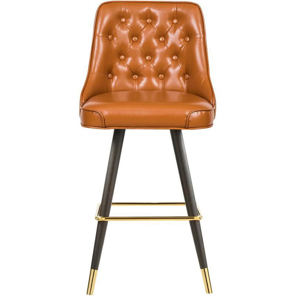 Cognac Vegan Leather Counter Stool Set of 2 R737