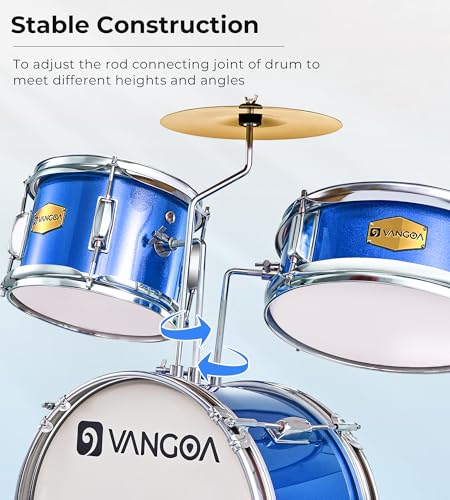 Kids 3-Piece Drum Set with Throne Cymbal Pedal & Drumsticks T4724