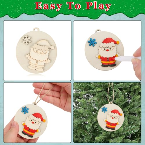24 Pcs DIY Wooden Christmas Ornaments Painting Kit J33150
