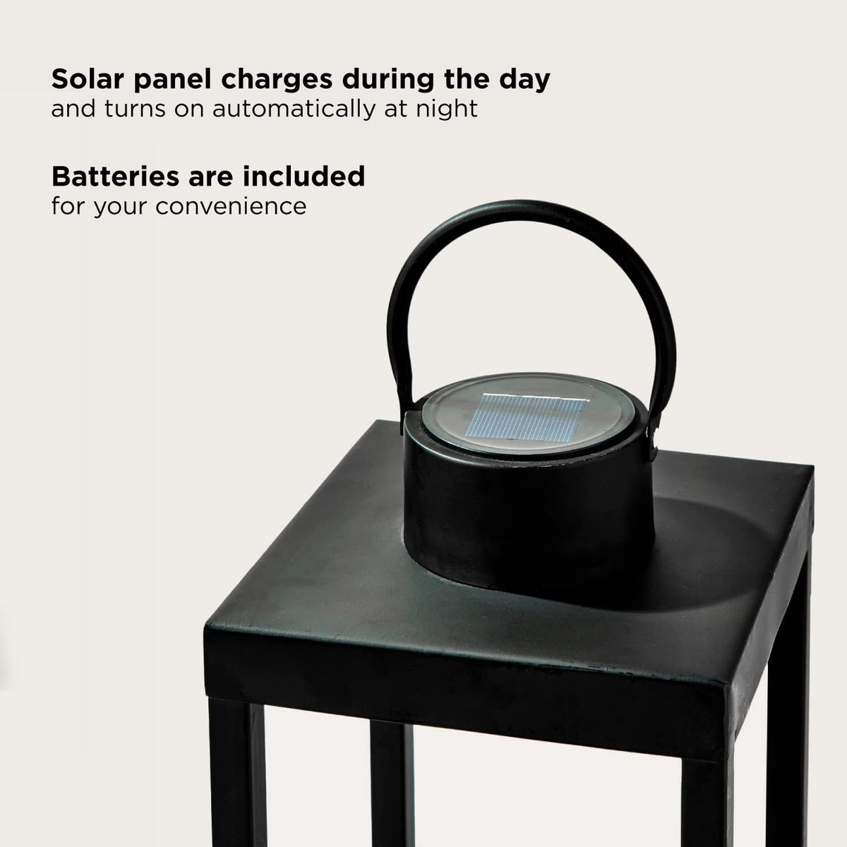Large Outdoor Solar Lantern with Flameless Pillar Candle L558