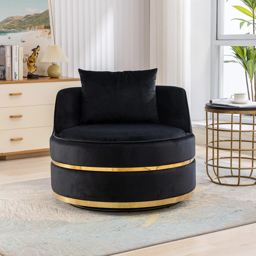 Black Velvet Swivel Barrel Chair X68167