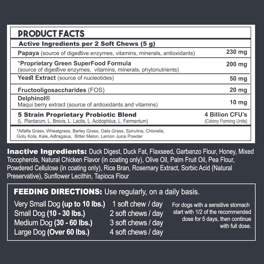 Probiotics for Dogs with Natural Digestive Enzymes, 4 Bill CFUs/2 Soft Chews, 60 Count S52380