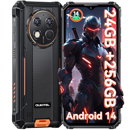Rugged Smartphone Unlocked 24+256GB Android 14 6.52” HD Display 10600mAh IP68 Waterproof Dual Sim NFC Q5823