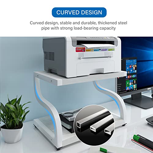2 Tiers Wood Desktop Printer Stand with Storage D413245