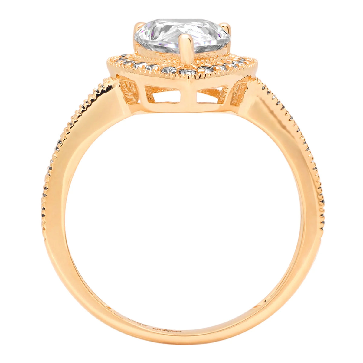 14K Yellow Gold Halo Engagement Ring With Diamond L875