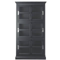 Black Wood 6-Shelf Standard Bookcase with Sliding Doors N670