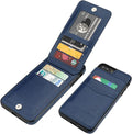 Blue Leather Wallet Case for iPhone 7 Plus 8 Plus with Card Holder N78537