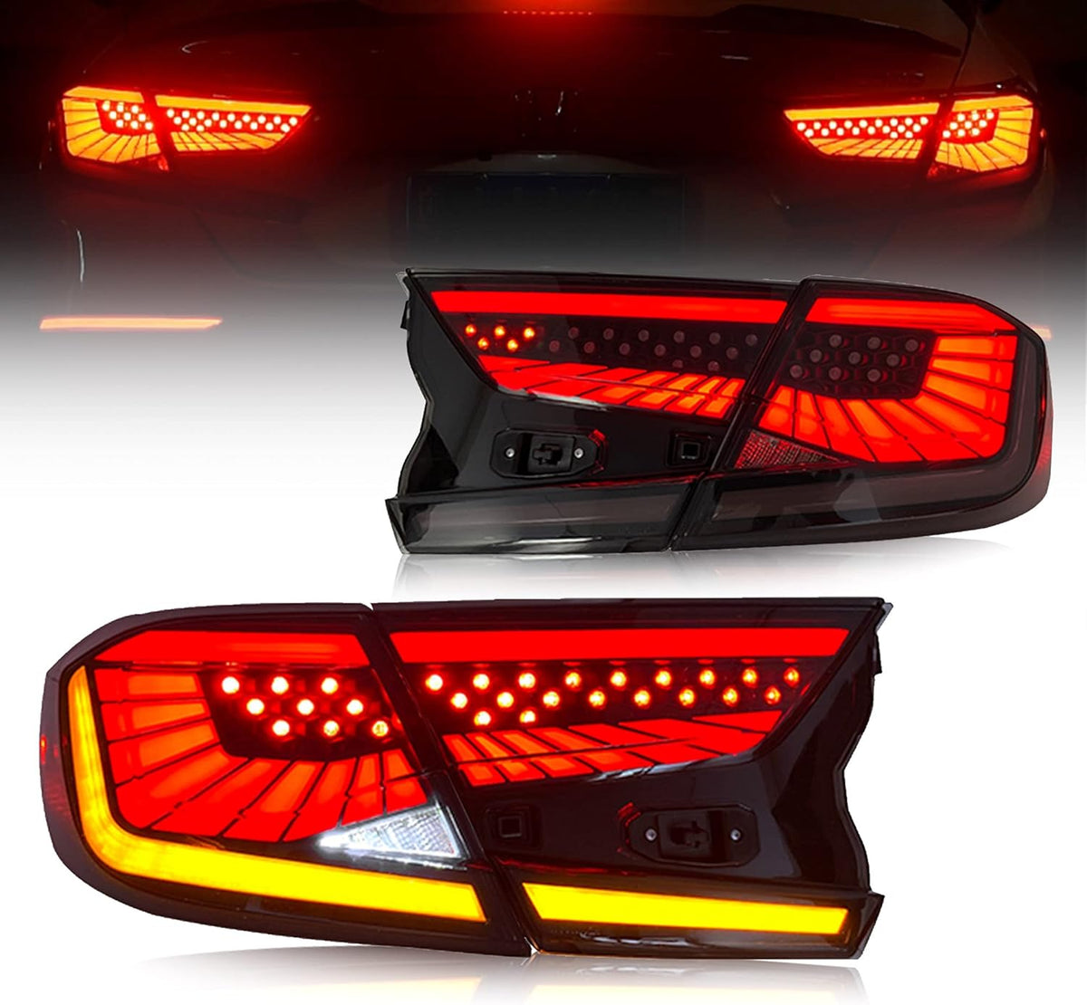 Led Tail Lights Compatible with Honda Accord 2018-2020 Smoked Pair W882499