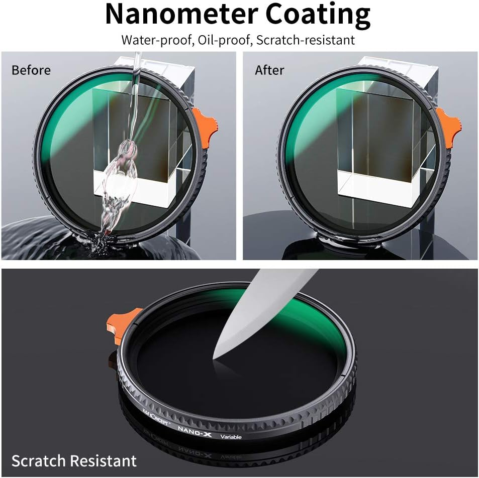 67mm Variable ND Filter ND2-ND400 with Multi-Layer Coatings AGC Glass Neutral Density Filter Pack of 2 N3920