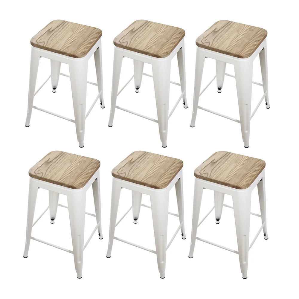 White 24 inch Metal Barstools Set of 6 F240