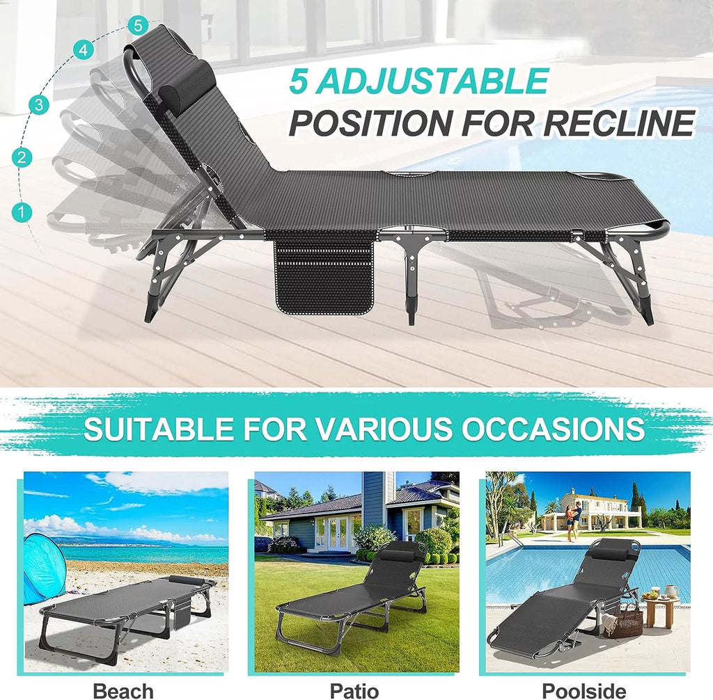 Folding Camping Cot with Cushion and Headrest D115