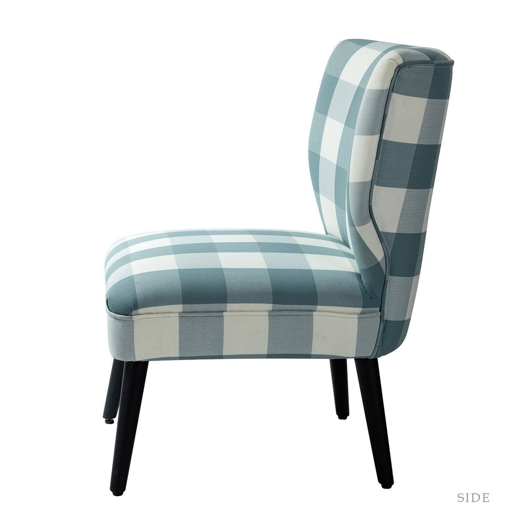 Grey Buffalo Plaid Side Chair with Black Base, Set of 2 N394