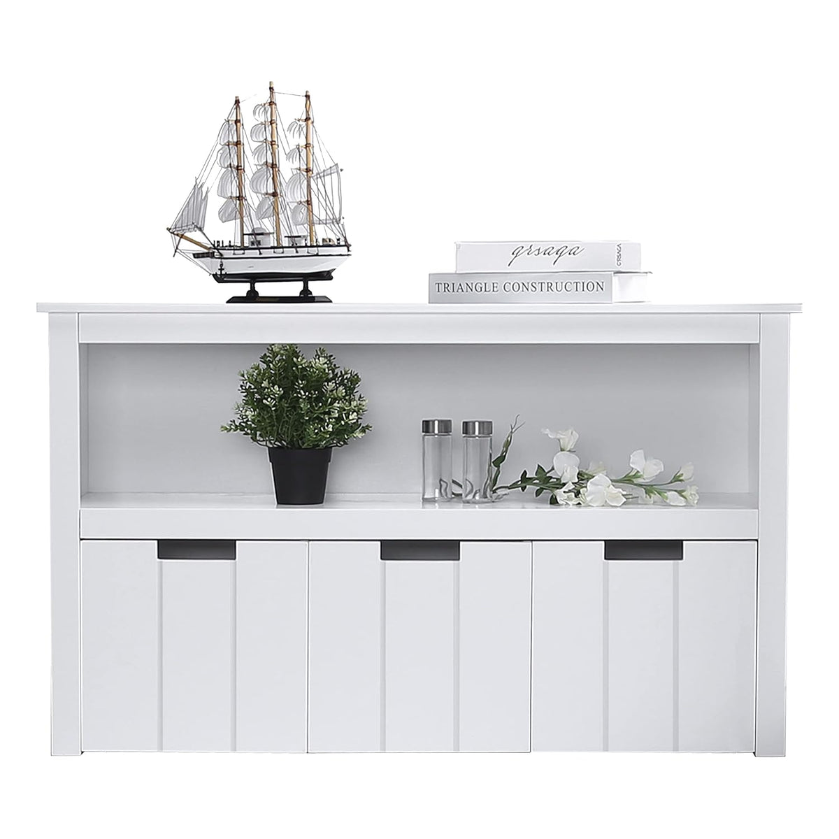 Espresso Toy Box Organizer Storage Cabinet with Movable Drawers and Open Storage Cube Shelf G478959