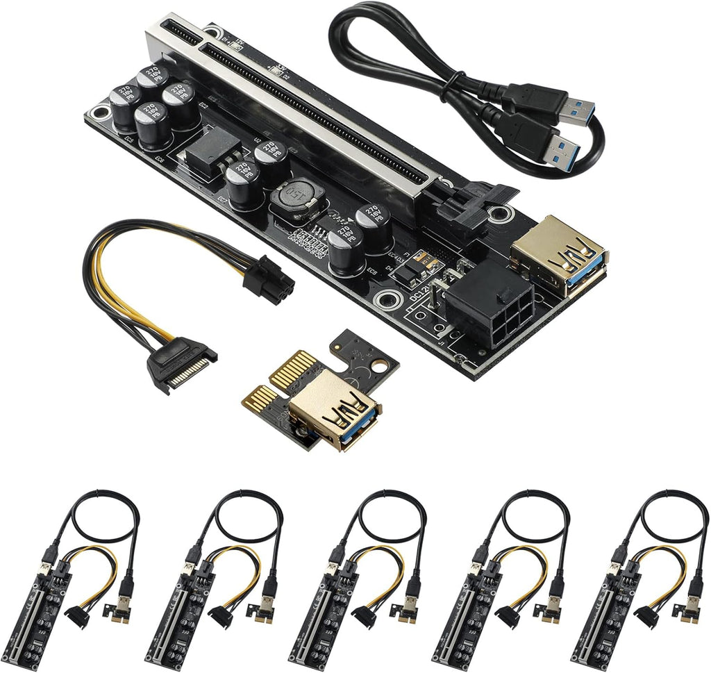 PCIE Riser 10 Solid Capacitors, 60cm USB 3.0 Extension Cable, 6 Pack G901040
