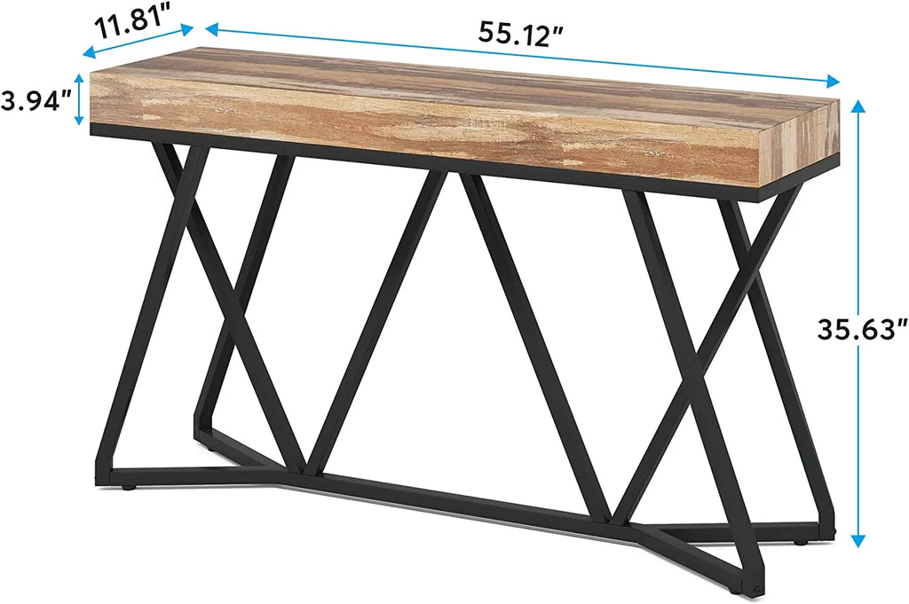 55" Wood Console Table with Metal Base G20454