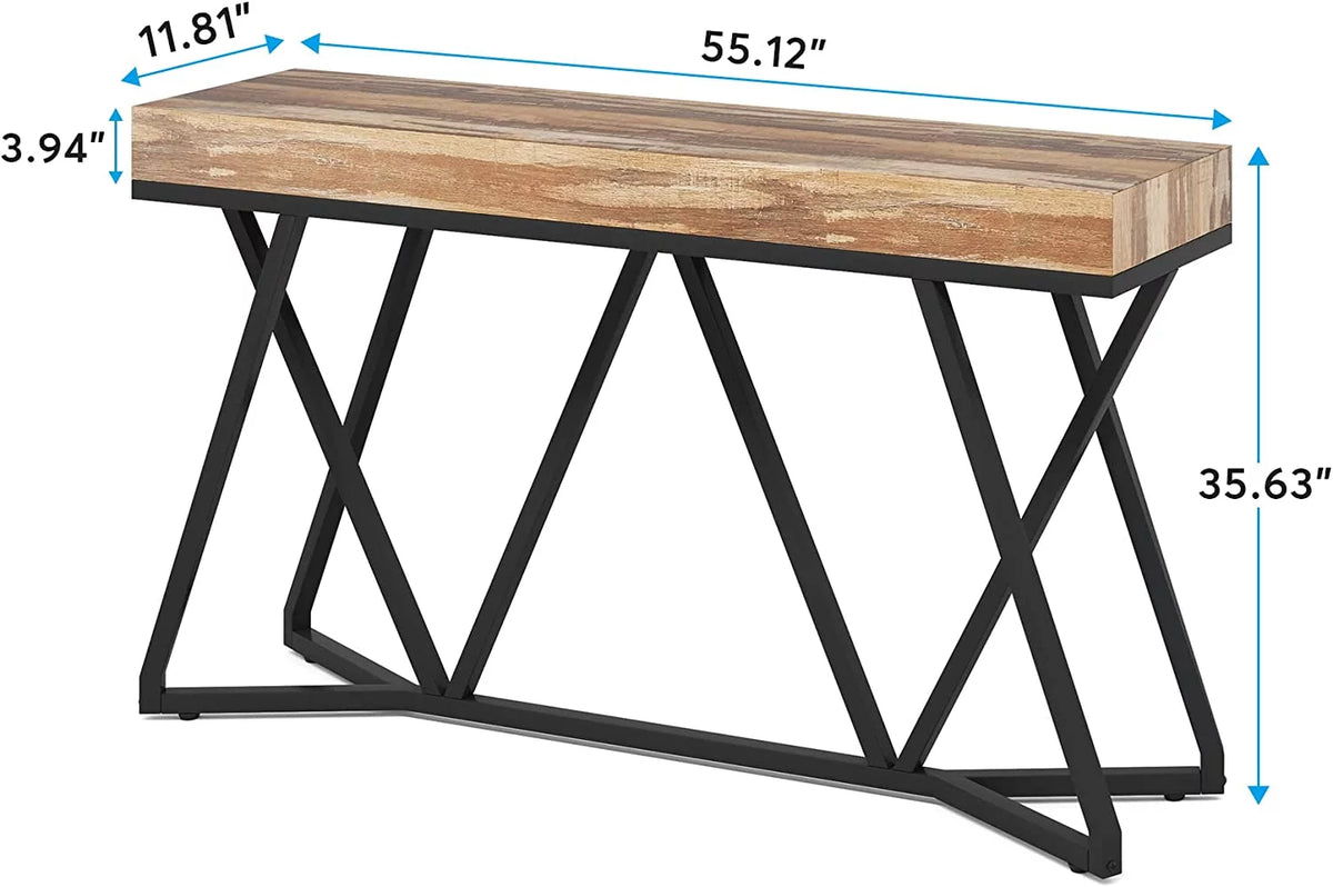 55" Wood Console Table with Metal Base G20454