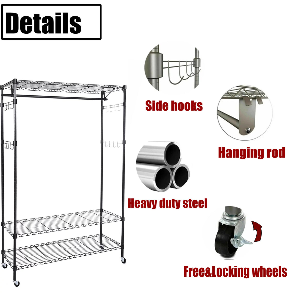 Heavy Duty Clothing Garment Rack with Shelves W816