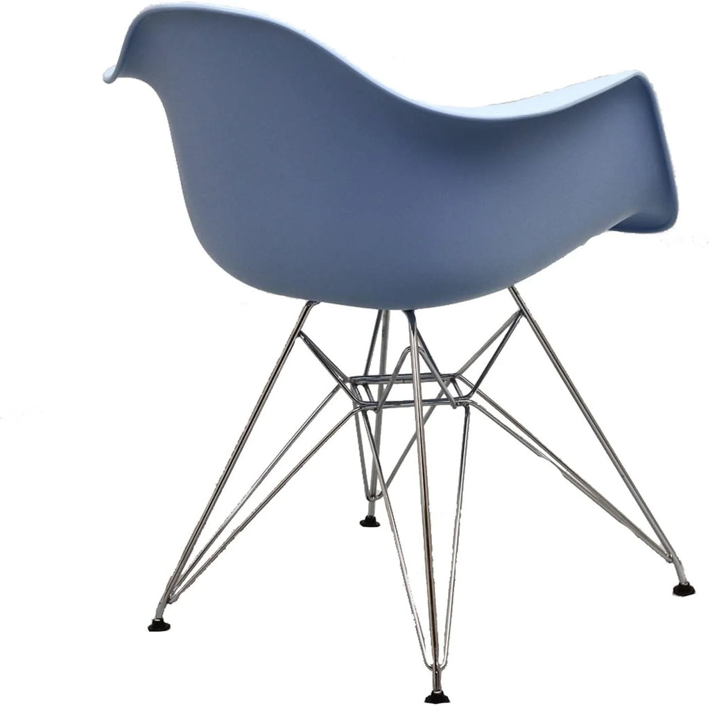 Blue Molded Plastic Dining Armchair with Steel Base X847381