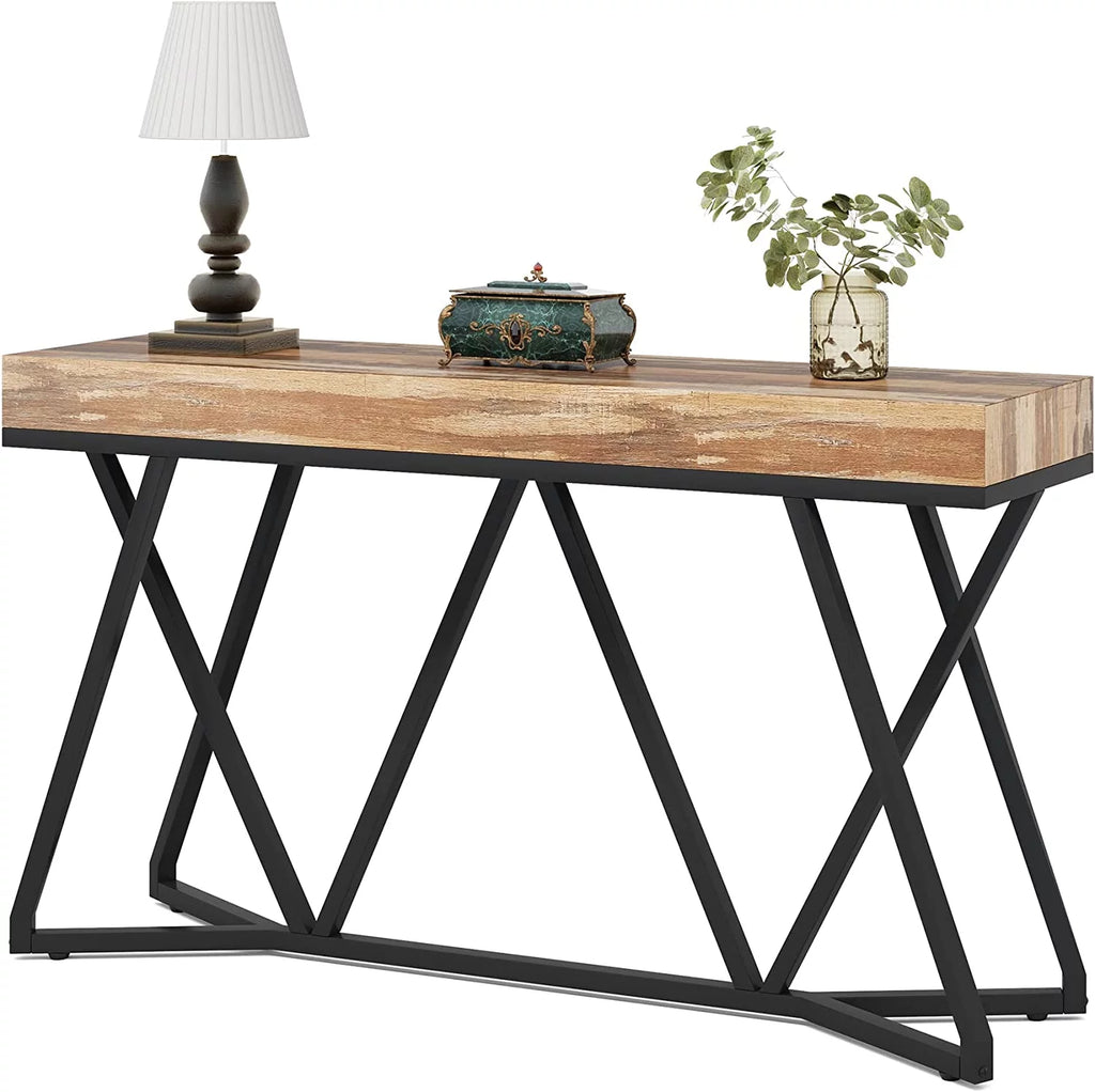 55" Wood Console Table with Metal Base G20454