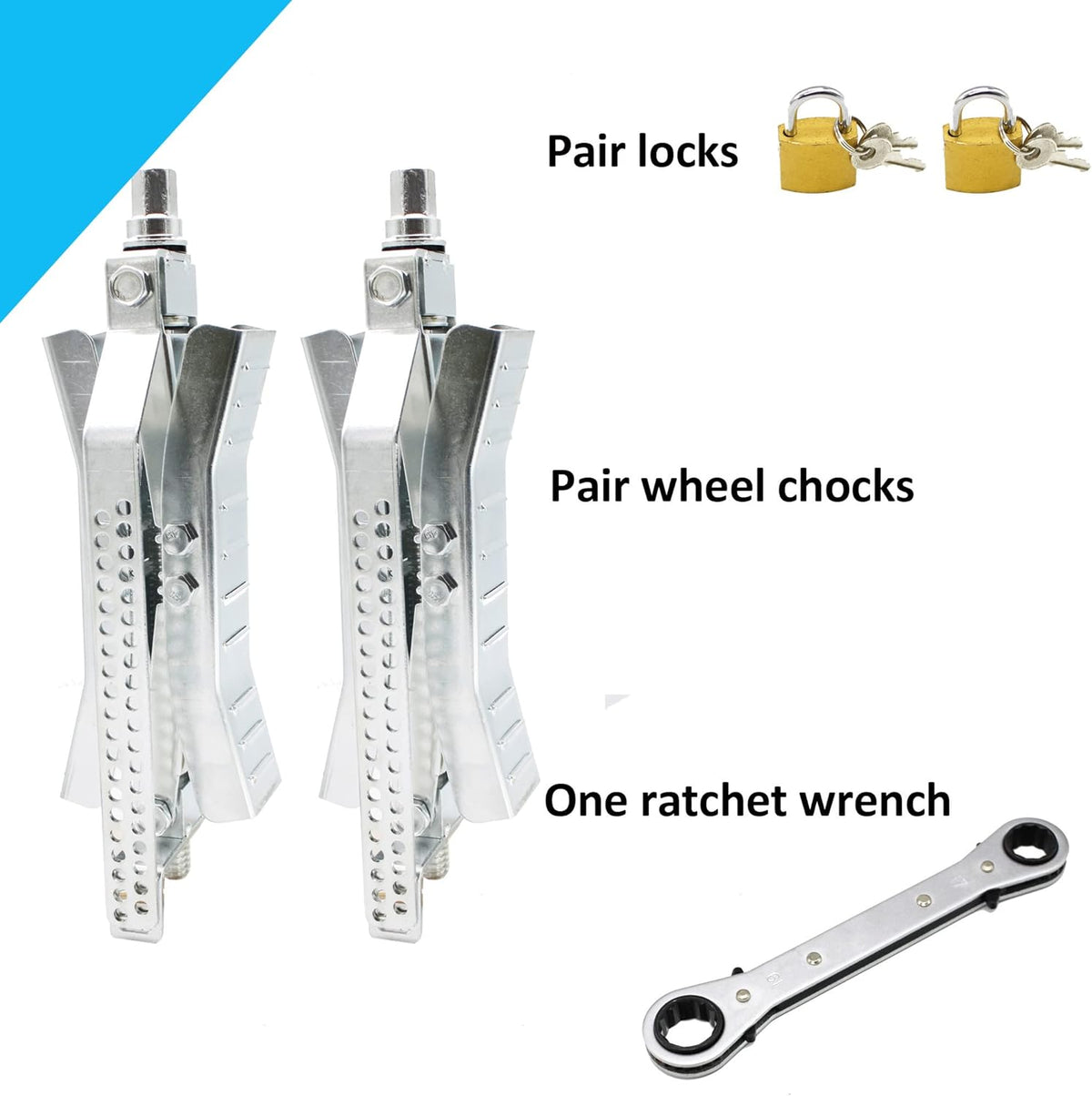 Camper Wheel Chock Stabilizer with Handle and Locks 2 Pack B863
