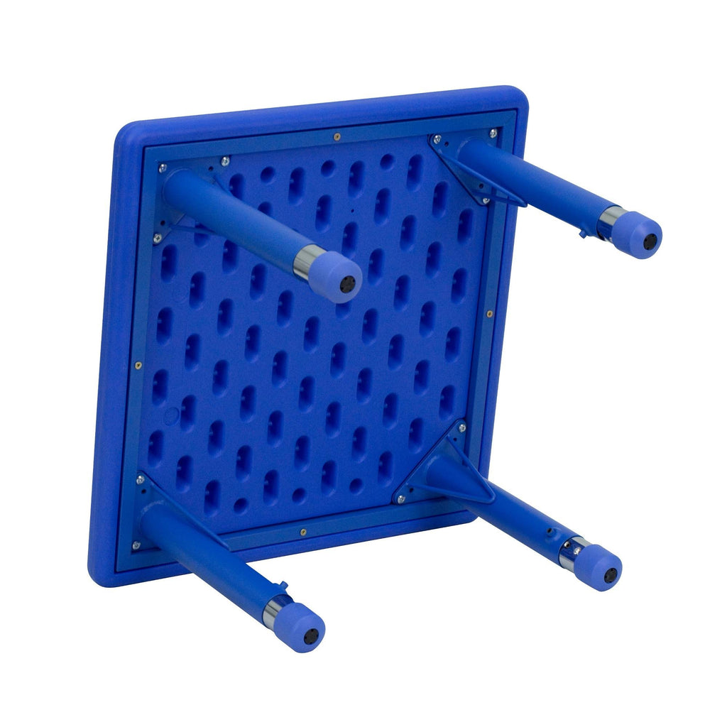 24x22 Square Blue Plastic Height Adjustable Activity Table P4450