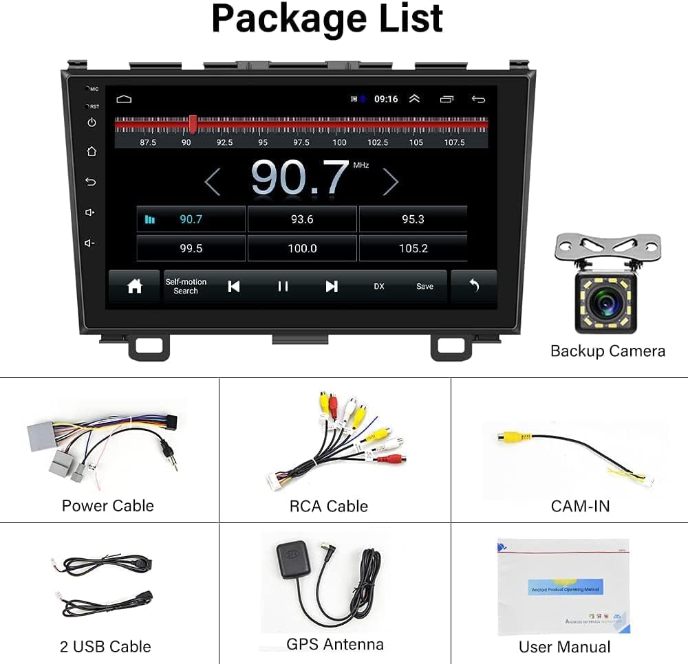 9 Inch Touch Screen Car Stereo Radio with Navigation Bluetooth Backup Camera V929