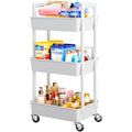 White 3 Tier Plastic Rolling Cart with Lockable Wheels B8386