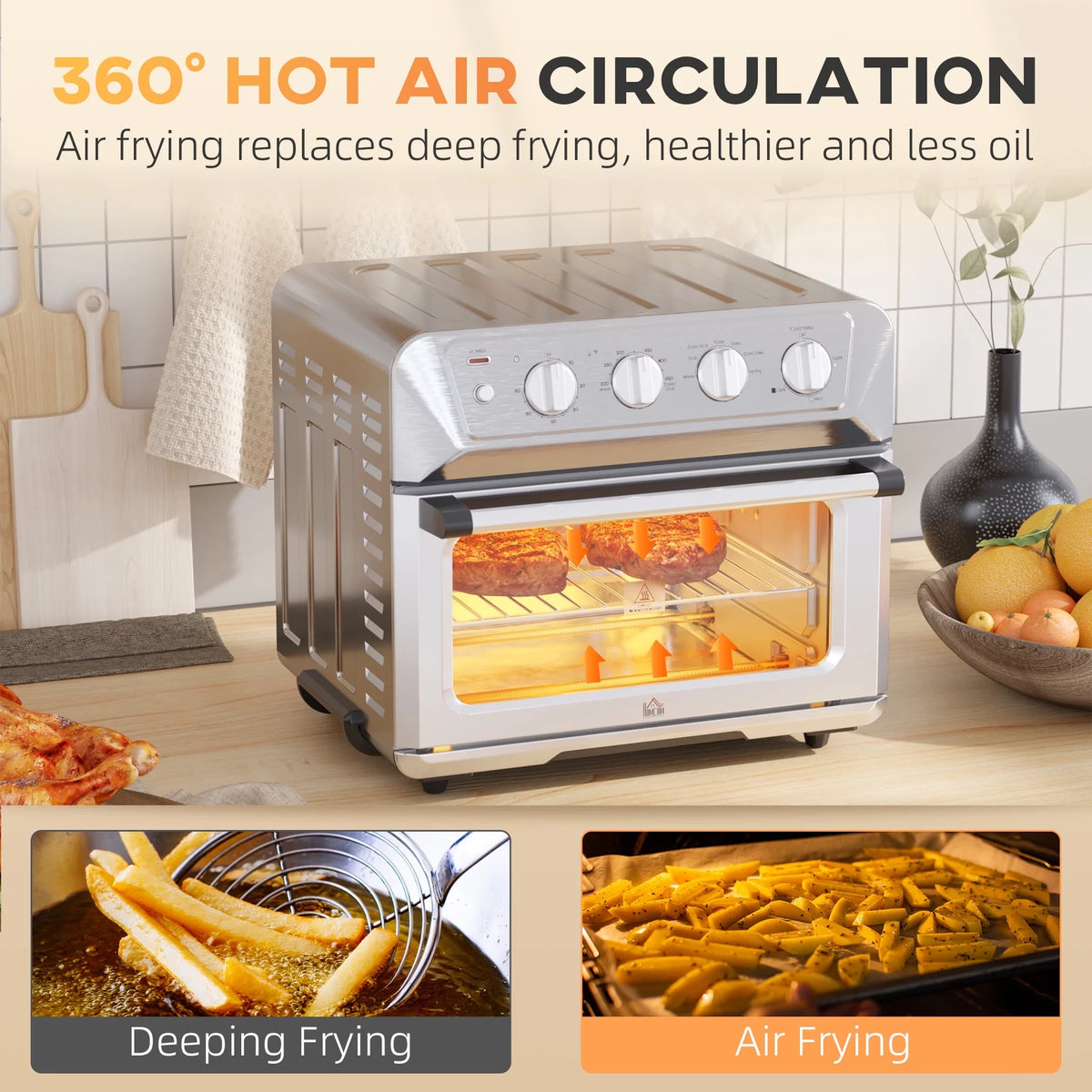 21QT 7-In-1 Convection Air Fryer Toaster Oven, 1800W Stainless Steel A347330