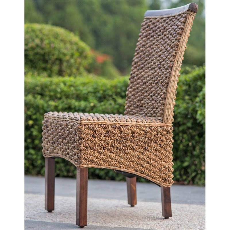 Bunga Hyacinth Weave Dining Chair with Mahogany Hardwood Frame Y649