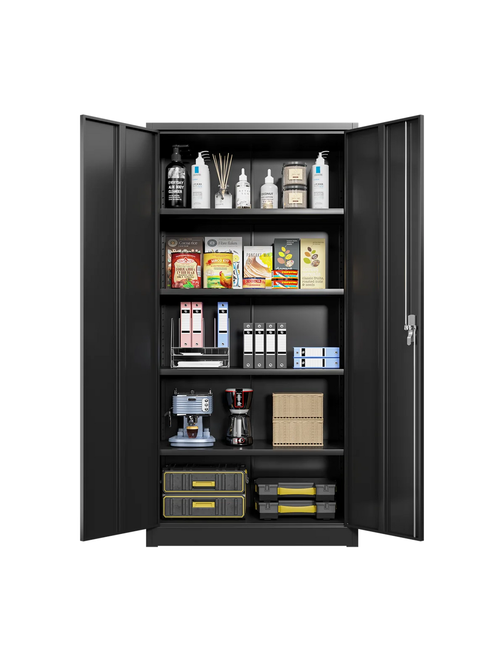 Metal Garage Storage Cabinet with 4 Shelves and Locking Doors O1885