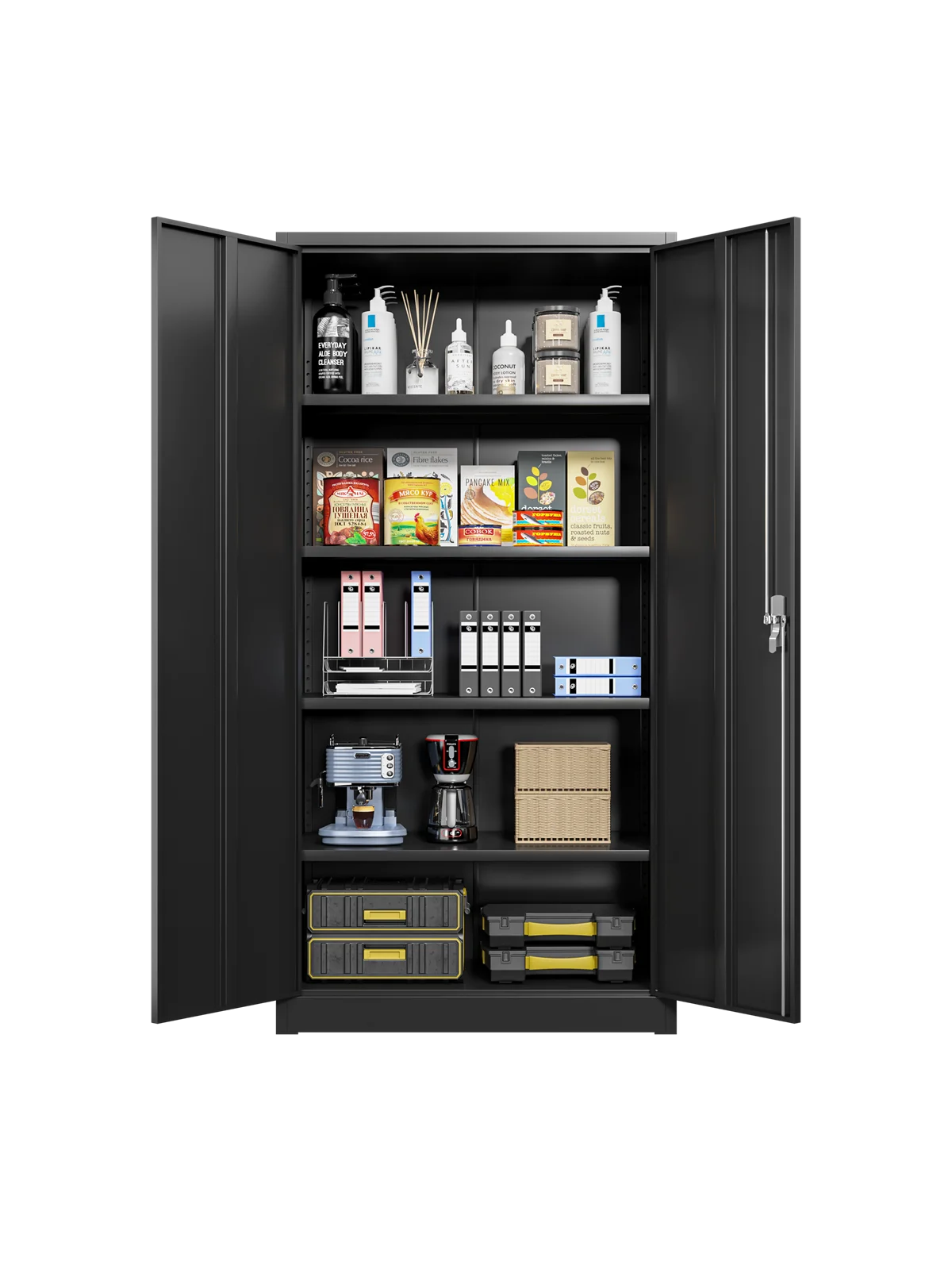 Metal Garage Storage Cabinet with 4 Shelves and Locking Doors O1885