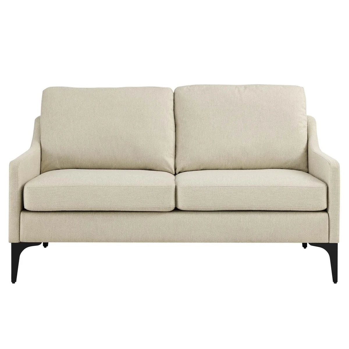 Beige Upholstered Fabric Loveseat E4567