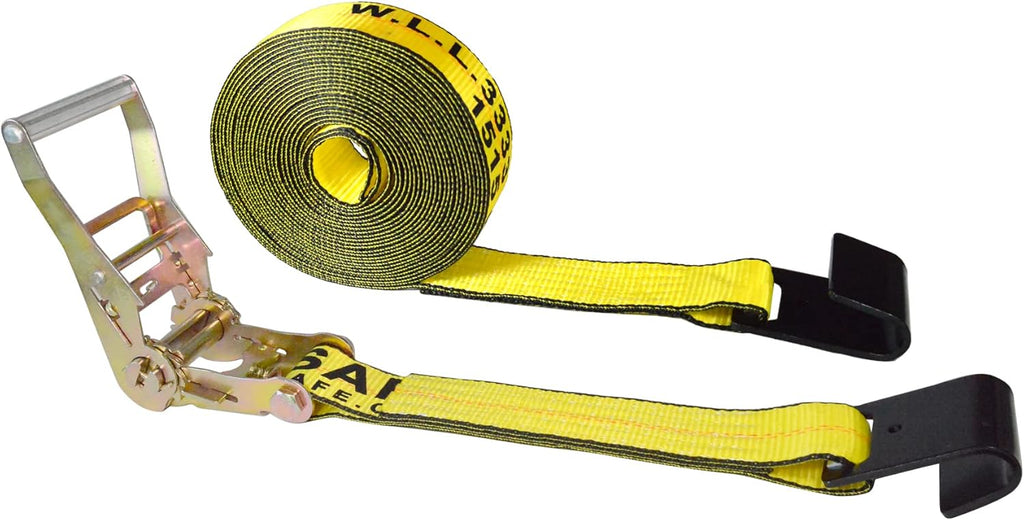 2” x 30’ Flat Hook Tie Down Ratchet Straps (Red, 6 Pack) Z9506