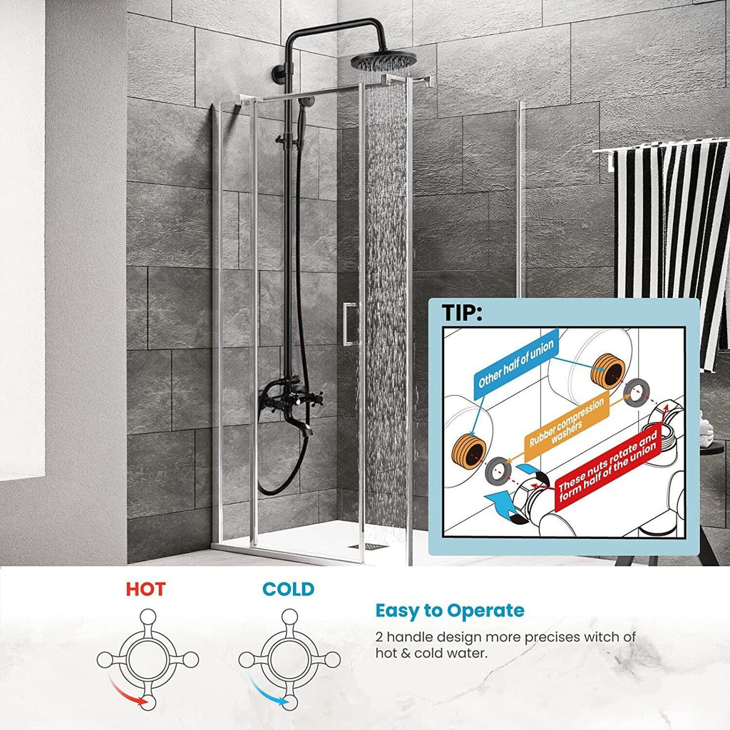 Oil Rubbed Bronze Exposed Shower Faucet Set 8" Rain Head T837