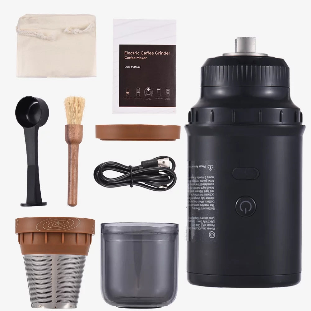 Electric Burr Coffee Grinder 25 Gears Adjustable 24W Portable USB Rechargeable Burr Mill Coffee Bean Grinder with Stainless Steel Core Cleaning Brush N844850