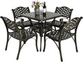 5-Piece Cast Aluminum Patio Dining Set with Umbrella Hole B15462