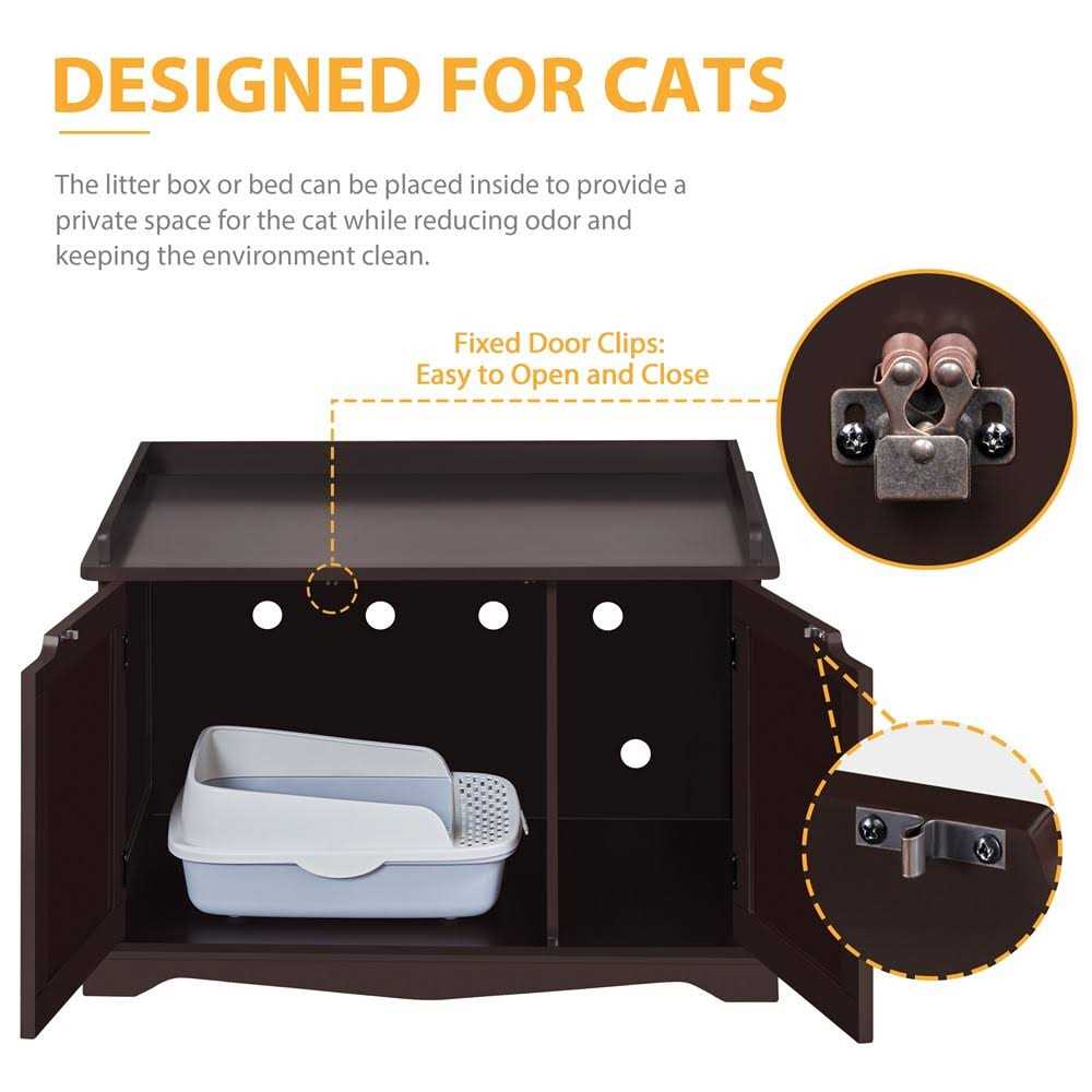 Cat Litter Box Enclosure Wooden Side Table Q388232