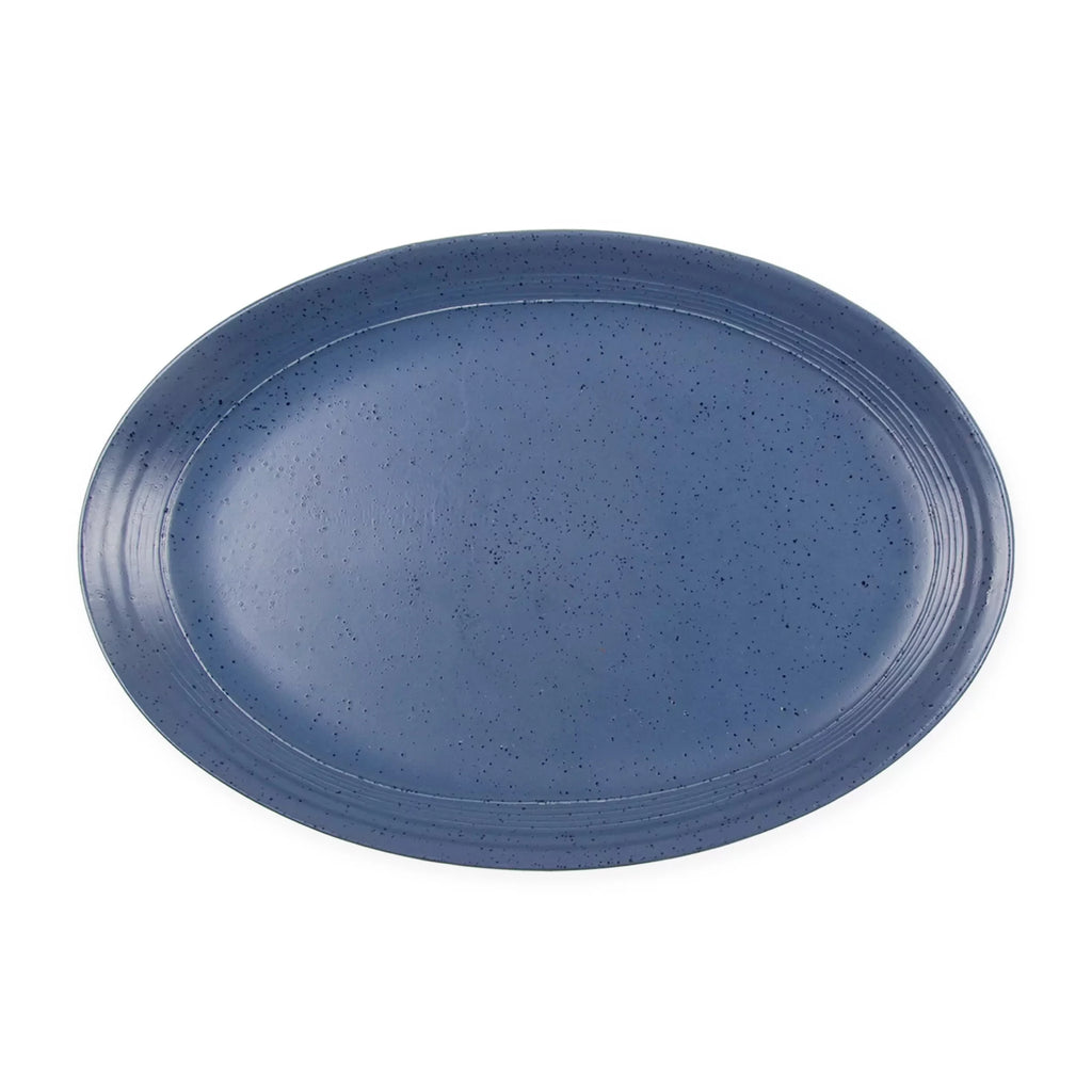 14 Inch Blue Speckle Stoneware Oval Platter R155