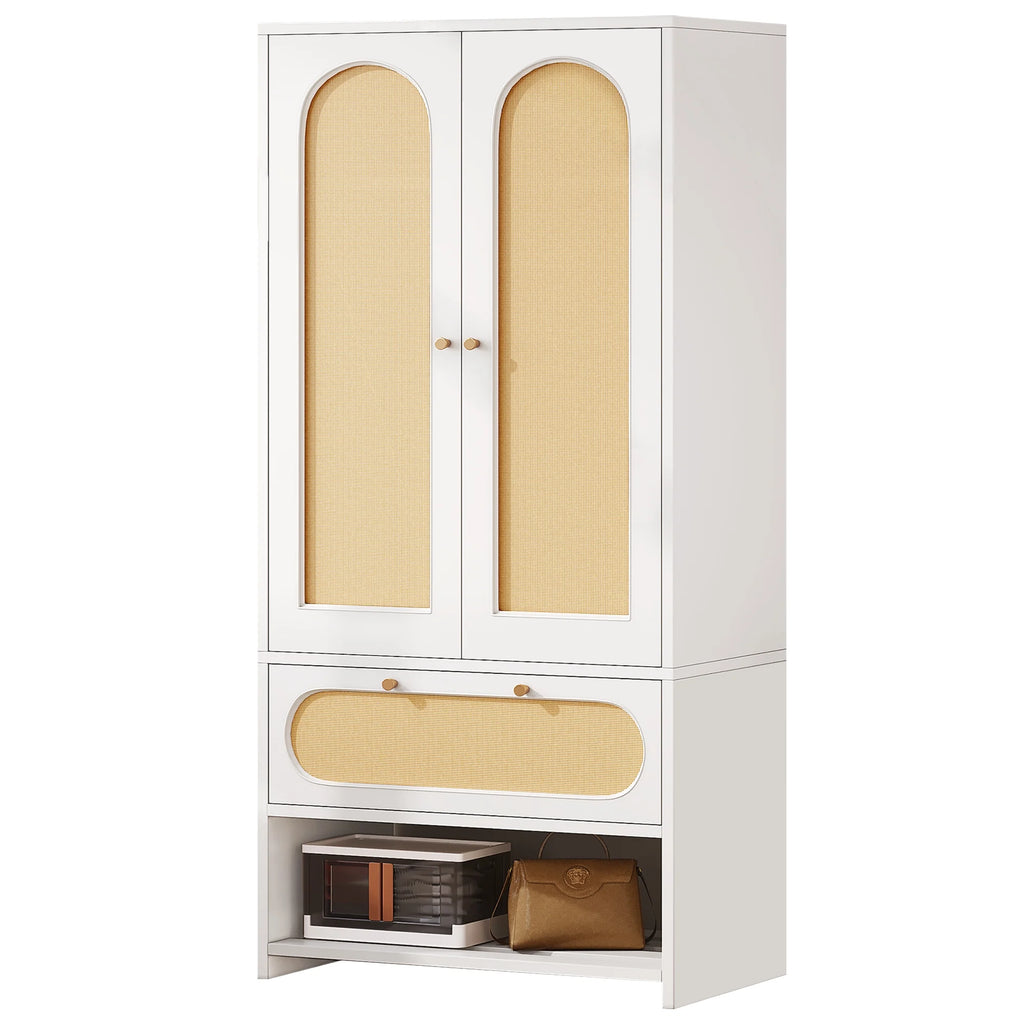 Natural Rattan Armoire Wardrobe Closet Cabinet with 2 Doors R823833