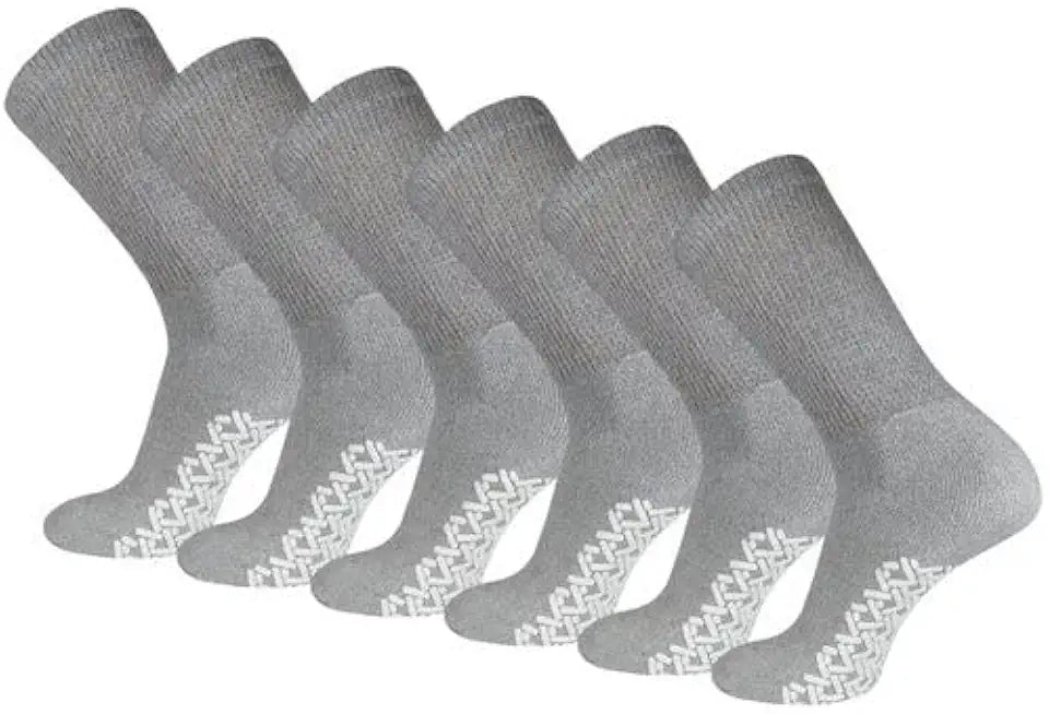 Big and Tall Non-Skid Diabetic Cotton Crew Socks 3-12 Pairs W264735
