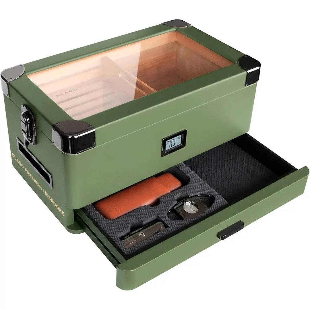 Glass Top Humidor with Front Hygrometer J75340